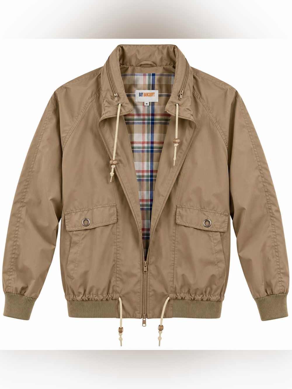 Vintage Catamount Trail Tan Windbreaker Jacket Plaid Lined Full Zip Medium M